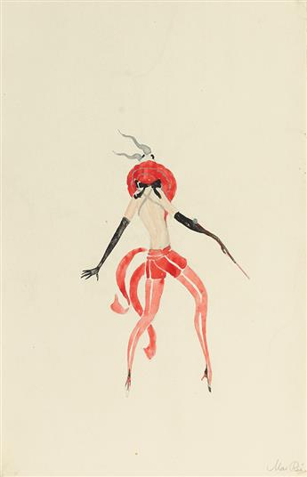 (COSTUME / THEATER.)  MAX RÉE. Group of 2 gouache and ink drawings